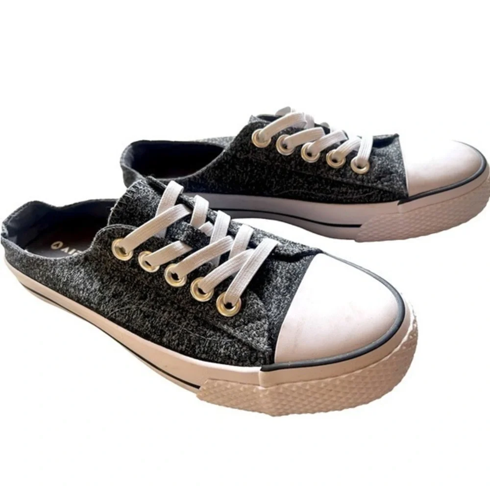 6 Women’s Airwalk Slip On Sneakers - Open Heel Elastic Tennis Shoes Heather Grey